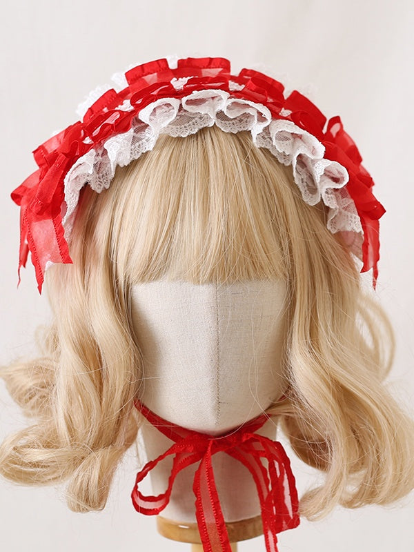 Haarband Bowknot Weiß 7 süße wunderschöne Farben Lolita Spitze