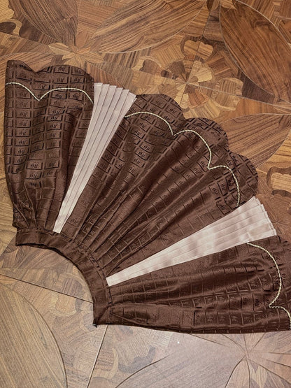 Skirt Sweet Scalloped Chocolate Lolita Brown Pleating Details with Edge Trim