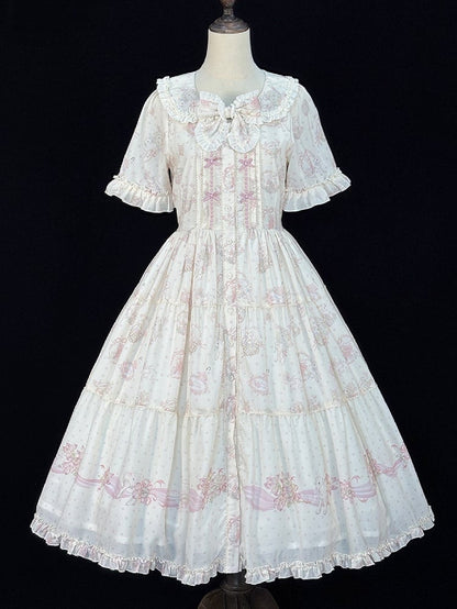 Pink Floral Lamb Print Casual Dress - Miss Point