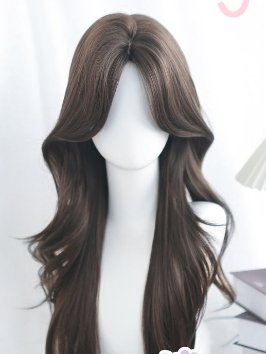55-60cm Long Brown/Black Wigs Wavy