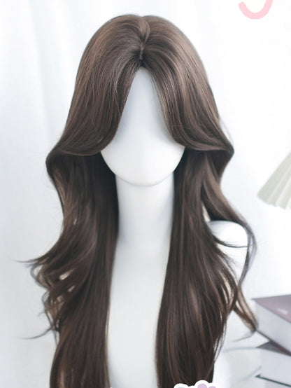 55-60cm Long Brown/Black Wigs Wavy