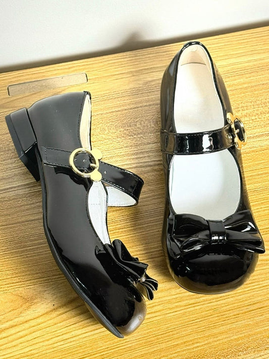 Black Low-heel with Round-toe Design 2cm Shoes Lolita