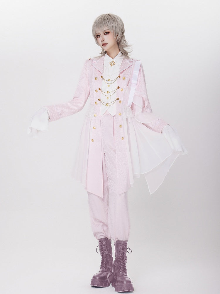 Sakura Pink Cherry Blossom Jacquard Cape Coat - DevilInspired Exclusive Collection