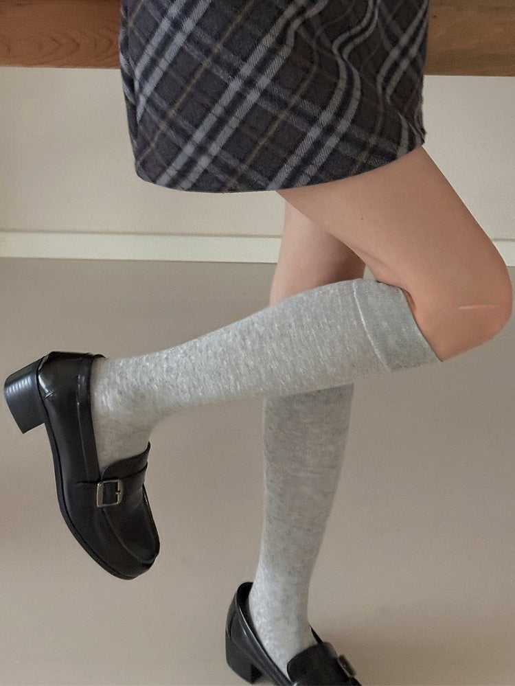 ホワイト/ライトグレー/ダークグレー/ダークレッド/ブラックコットンニーハイストッキング