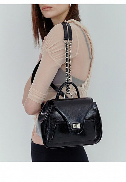 Black Chic Charm With Rectangular HandbagBackpack Heart