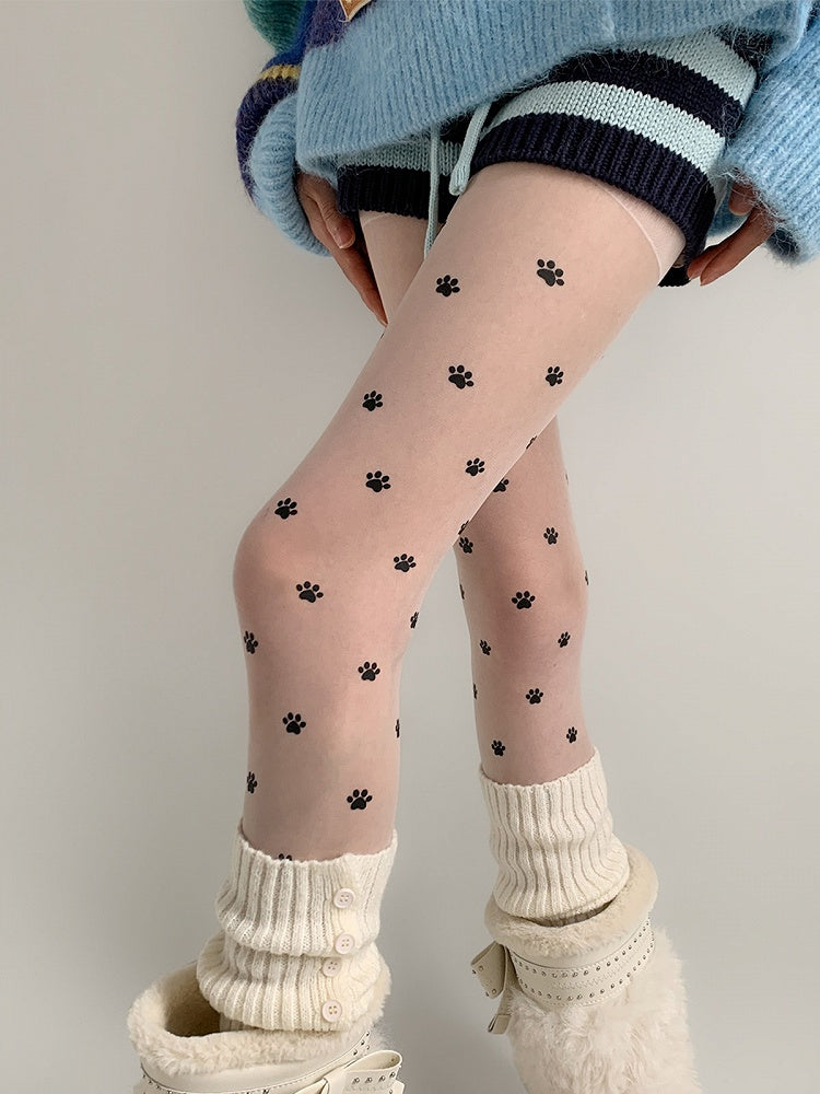 Paw Print Cute Sheer Pantyhose
