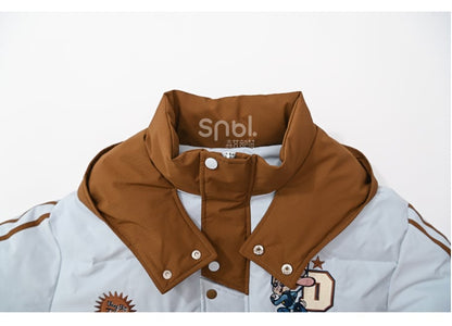 アップリケブルーの厚手フード付きジャケット