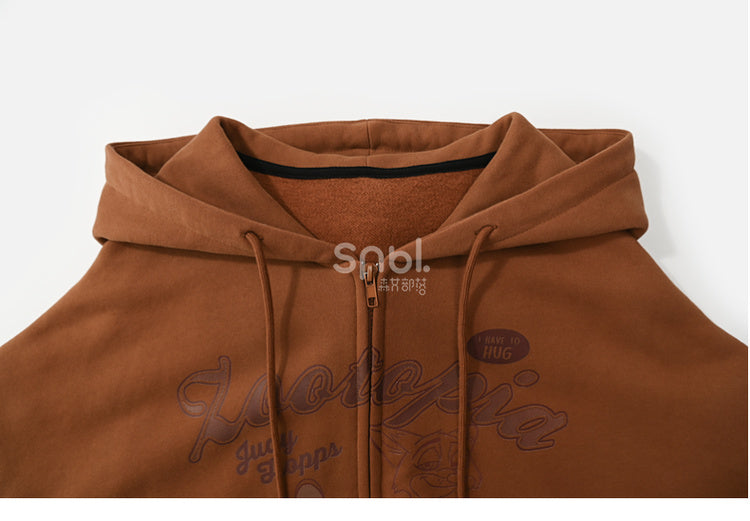 Zootopia Judy und Nick Print Brauner Reißverschluss-Hoodie