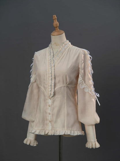 Blue Front Button Placket Lily Elegant Classic Lolita JSK Full Set Pink House