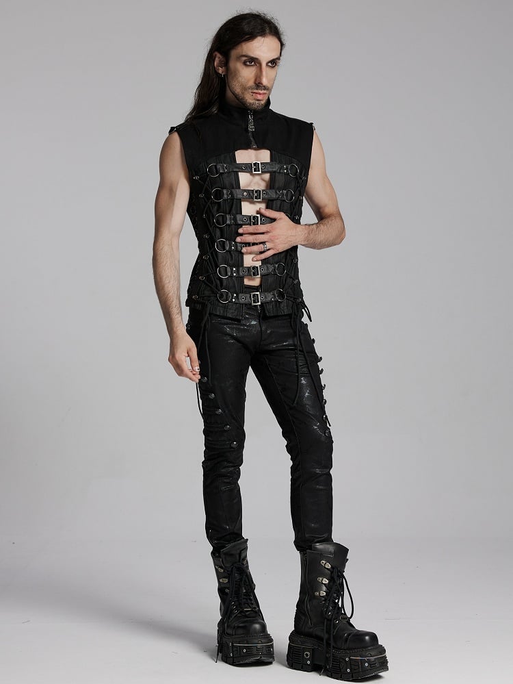 Punk Power Men's Black Personality Vest Sense