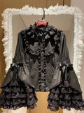 Layered Black Lolita Cotton Gorgeous Lace Bell Sleeves Blouse