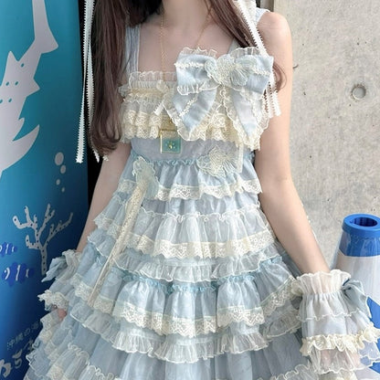 Pink/Blue/Green Bow Goldfish Sweet Embroidered Detail with Lolita Haircip