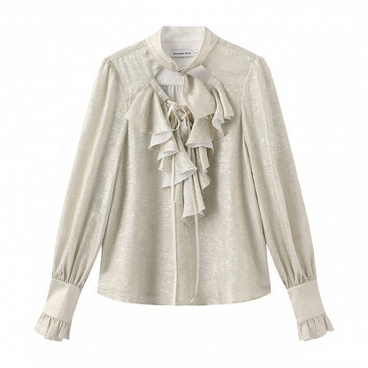 Collar and Sleeves Buckled Off Lolita White Ouji Shirt with Lace-Up Pirate Long Vibes