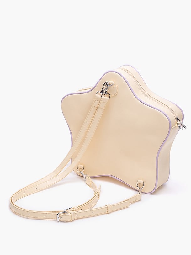 2-Way Charm Yellow Design Bag With Kawaii Purple Star