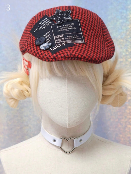 Star Hat 4 Plaid Options Pattern Beret Red Design