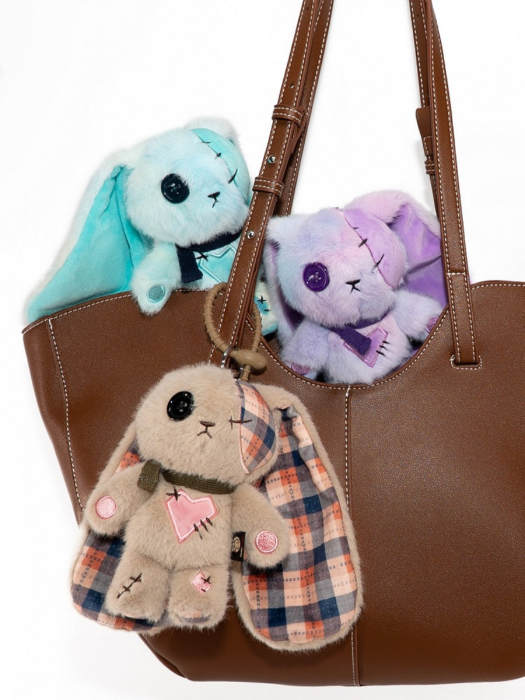 Green/Purple Heart Embroidery Guro - Bunny Kawaii Keychain
