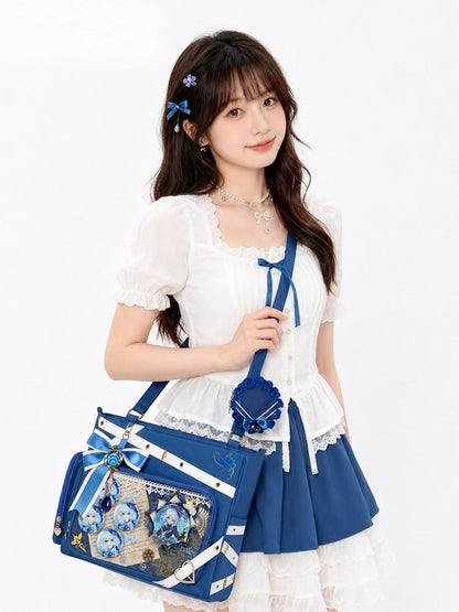 Blue Game-inspired Kawaii Crossbody Ita Bag with Charm - thejunco