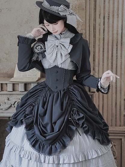 Gray Lace Bolero Trim Lolita with Top