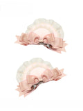 Bear Lace Pink/Green Bows Lolita Decorated Ear Hairclips Sweet