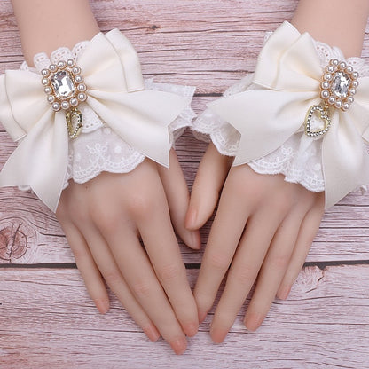 Kei Bowknot Wrist Options Jirai Heart Cuffs Charm 4 Color Lace Rhinestone