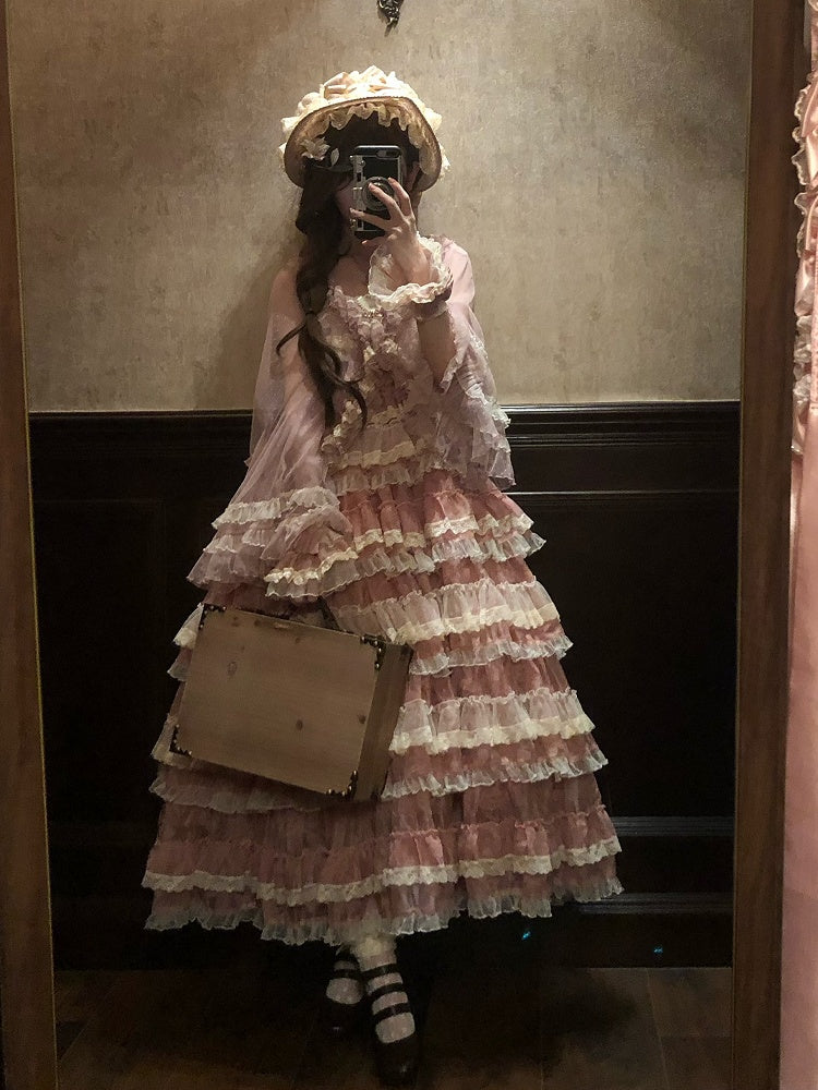 Lace Top Lolita Tulle Ruffled Pink