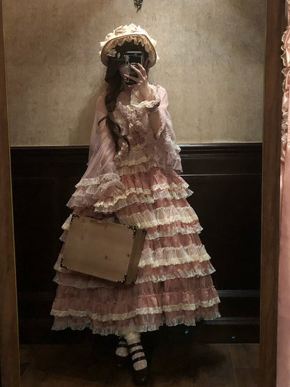 Lace Top Lolita Tulle Ruffled Pink