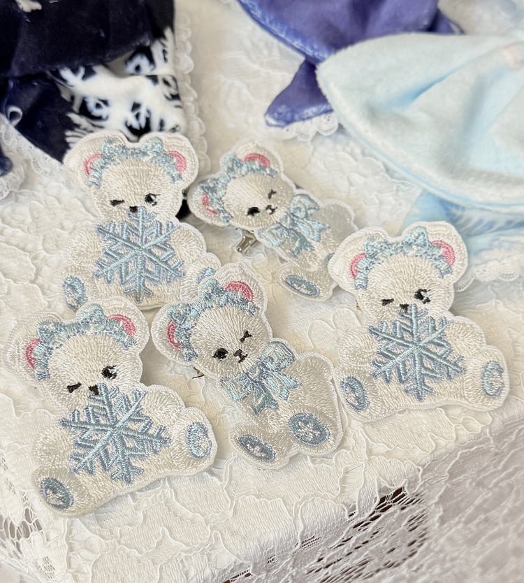Snowflake Bear Embroidery Brooch