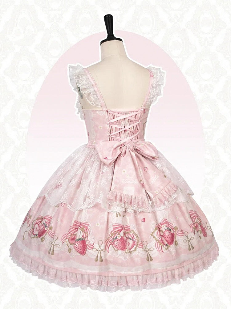 プリントスウィートスカート ストロベリーピンク ジャンパー ロリータ