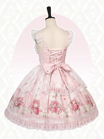 プリントスウィートスカート ストロベリーピンク ジャンパー ロリータ