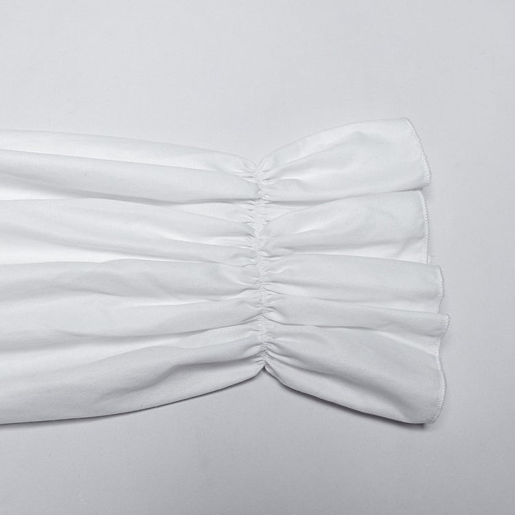 3D White Pleated Shirt Goth Men's