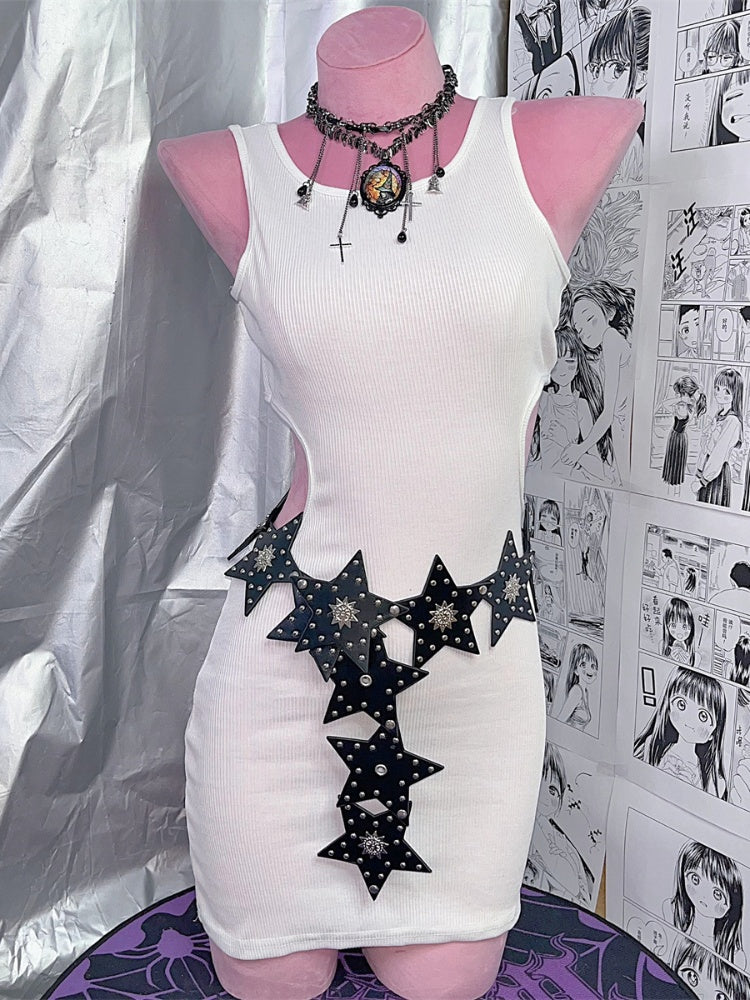 スターズポップパンクブラックPUウエストベルト