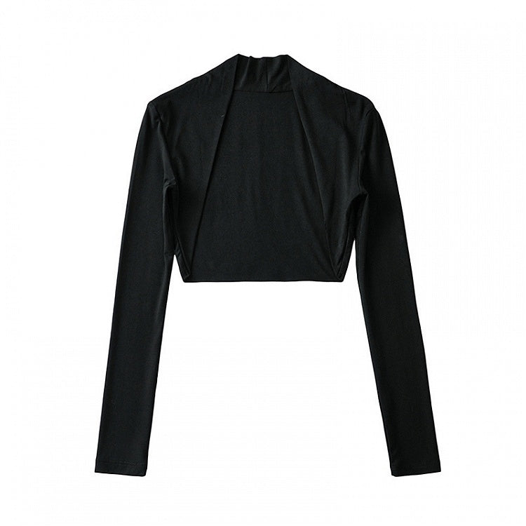 Gothic Black Open Placket Slim-Fitting Top