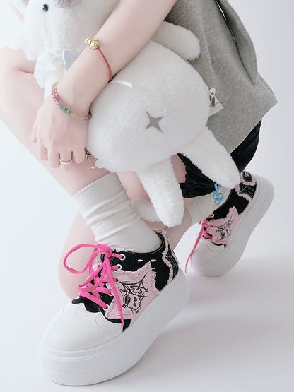 Applique Sneakers Y2K BlackPink Star Platform