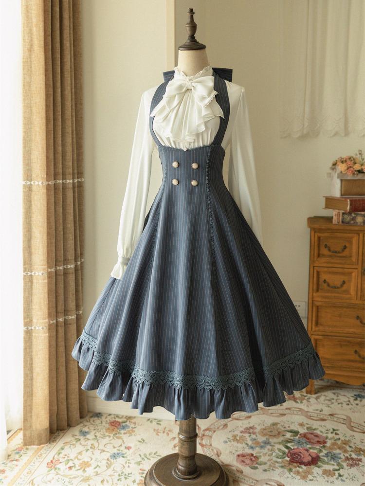 スタンドカラー長袖レトロホワイトシャツ