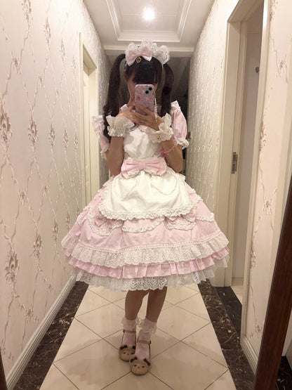 Robe OP Lapin Rose + Tablier Cœur + Ensemble KC