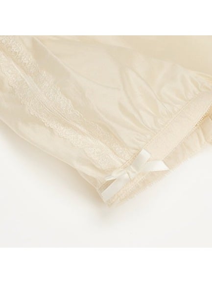 Beige Round Neck Sheer Tencel Top with Lace Accents - Yimu Walnut