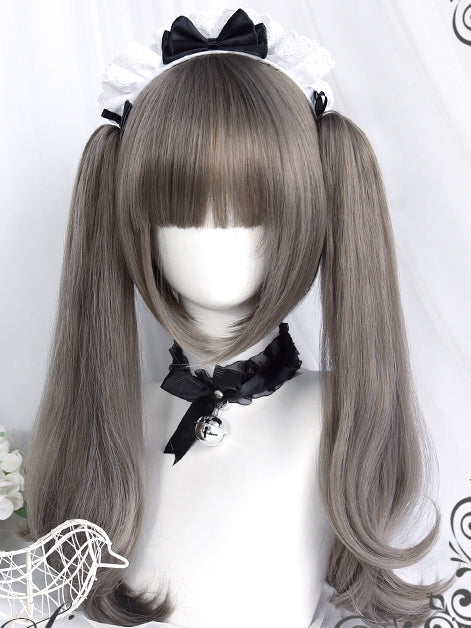 Wigs Short Wavy With Clips Ponytails Claw Two Grey