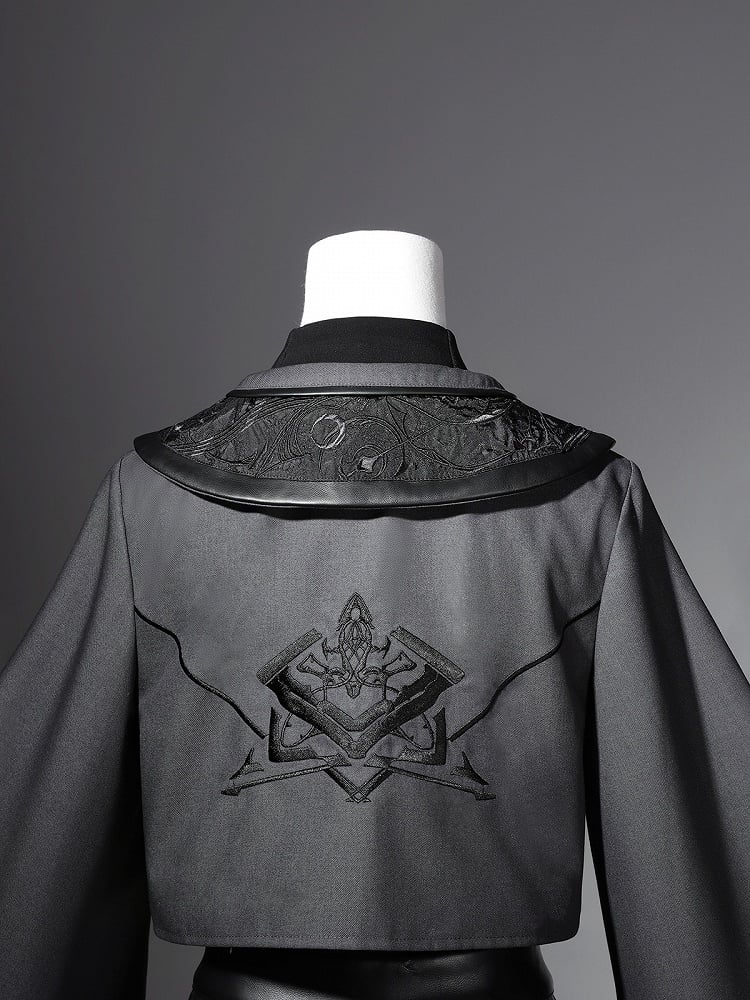 Ärmel XL Überlang Ouji Bodysuit Größe Leder Exklusiv + Futuristische Shorts Outfit Techwear Schwarze Jacke Cropped Lolita -