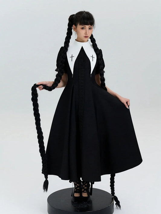Nun Lolita White Collar Pointed Embroidery Cross