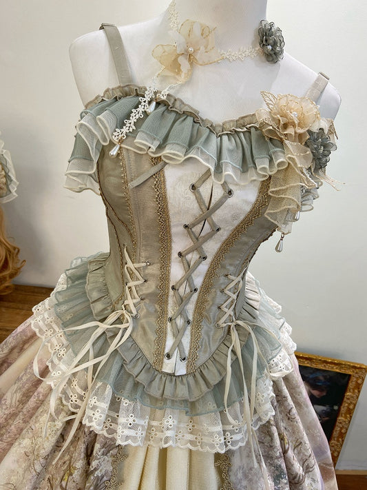 Green Lace-up Details Elegant Lolita Corset Top