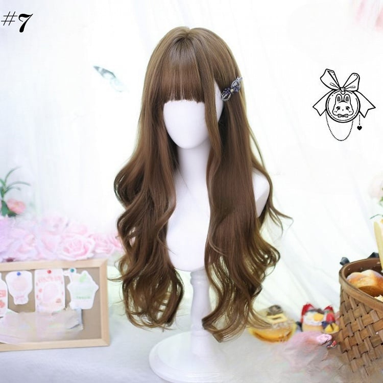 Under Bust Length Synthetic Wig with Bangs
