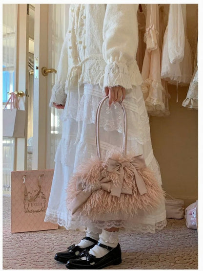 Pink Fluffy Bowknot Single Shoulder Bag Sweet - Lalacita