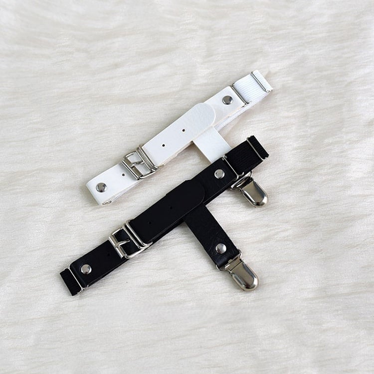 PU Buckle Garter Black/White