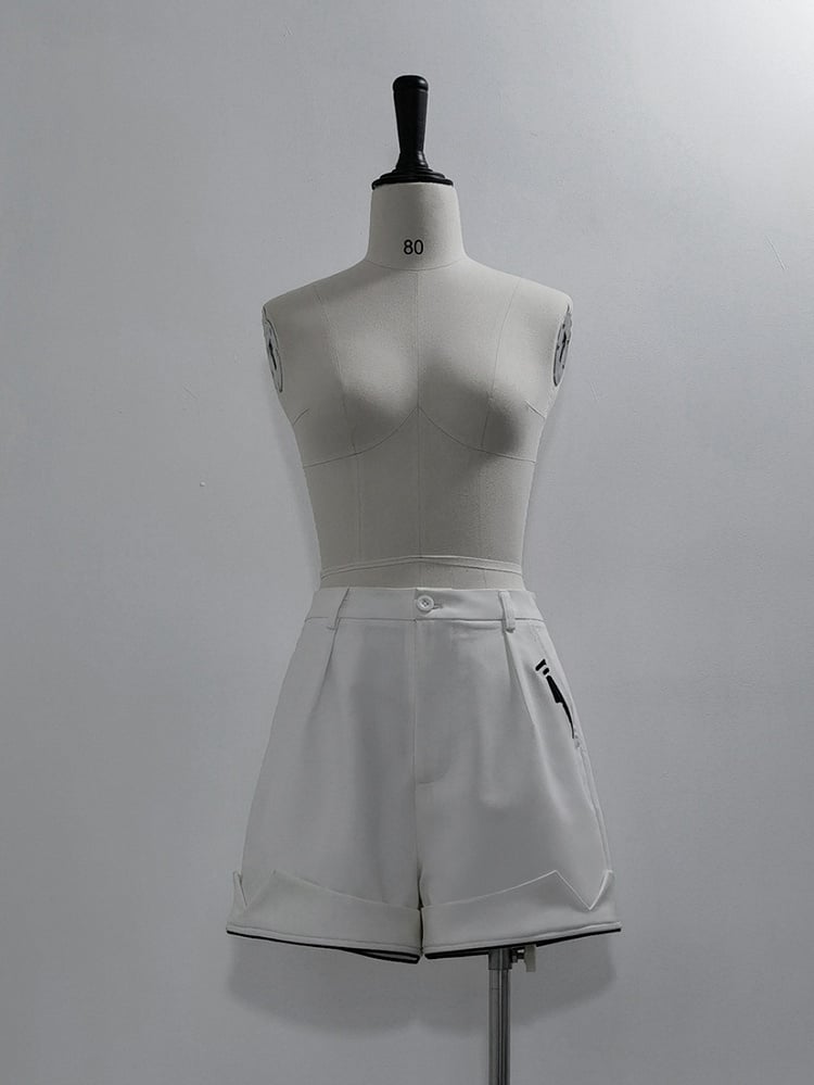 White Urban Shorts Ouji Cyberpunk Lolita Techwear