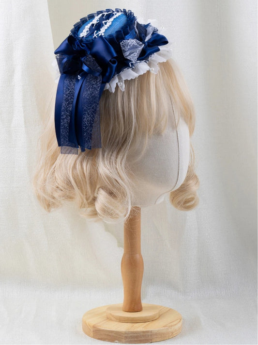 Blue Hat Lace Mini Navy Ruffled