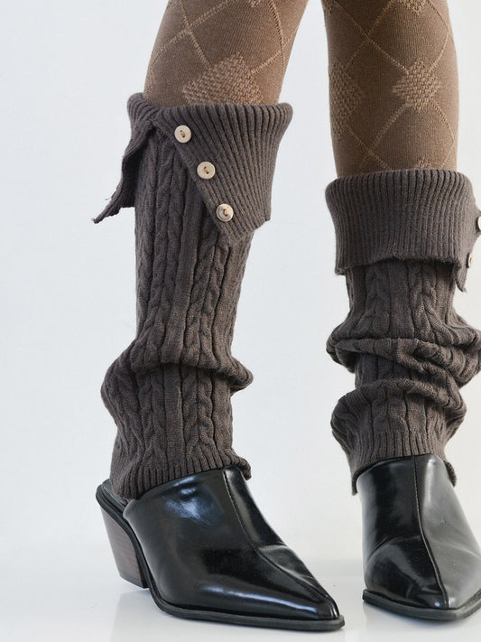 5 Colors Button Collar Split Design Leg Warmers