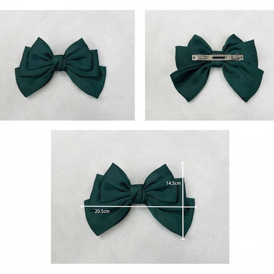 Satin Bowknot Green Hairclip Dark