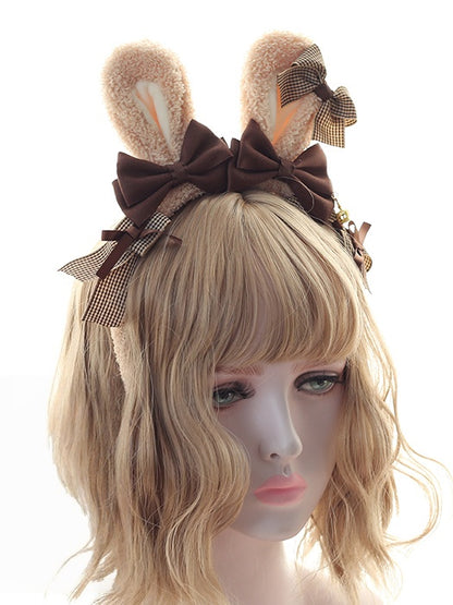 Rabbit Lolita KC Bowknot Brown Cute Ear