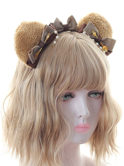 Brown Bear KC Charms Cute Ear Lolita With Bowknot Bead