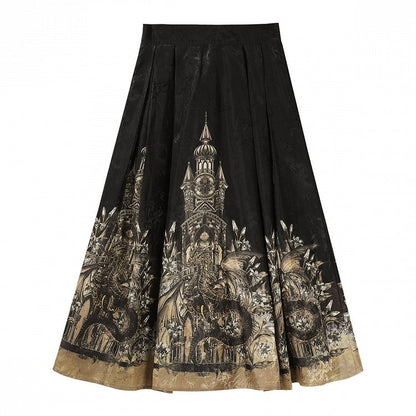 Lolita Skirt Dark Fashion Academia Print Coat Dragon Cape White Gothic Blouse Hooded +